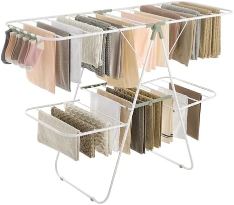 SONGMICS Clothes Drying Rack, Foldable 2-Level Stee Laundry Drying Rack by SONGMICSbySONGMICSHOME