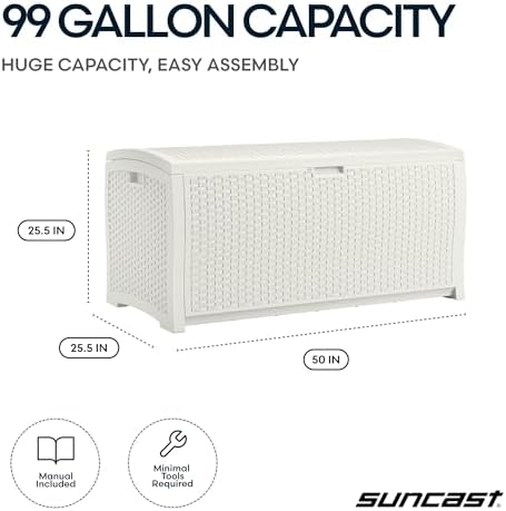 Suncast 99 Gallon Wicker Horizontal Outdoor Deck Box - Image 4