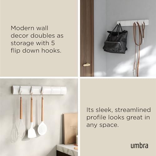 Umbra Flip Coat Rack, Wall Mounted 5-Hook Space Saving - Image 4