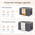 Lifewit 10 Pack 60L Clothes Storage Bins - Image 2