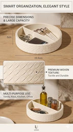 Round Faux Leather Vanity Tray Organizer - Image 4