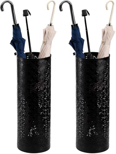 Hacaroa Metal Round Umbrella Stand Rack, Free Standing Umbrella Holder Bin by Hacaroa