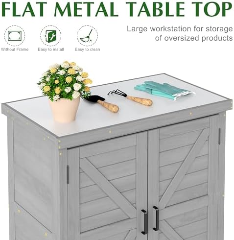Outdoor Storage Cabinet & Potting Bench Table - Image 4