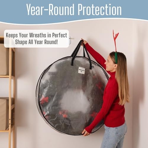 VENO 4 Pack Summer Wreath Storage Container, 36 Inch Clear Wreath Bag, - Image 3