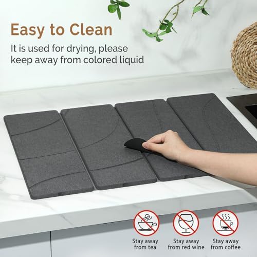 Large Stone Dish Drying Mat for Kitchen Counter, Foldable Water Absorbing - Image 5