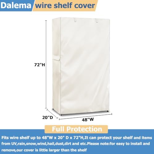 Storage Shelf Cover, Outdoor Heavy Duty 600D 48''W x 20''D x 72''H Dustproof - Image 3