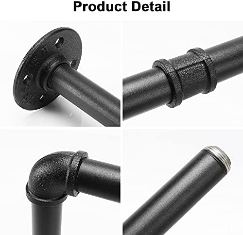Industrial Iron Pipe Clothes Hanging Bar DIY Wall-Mounted Garment Rack Heavy - Image 3