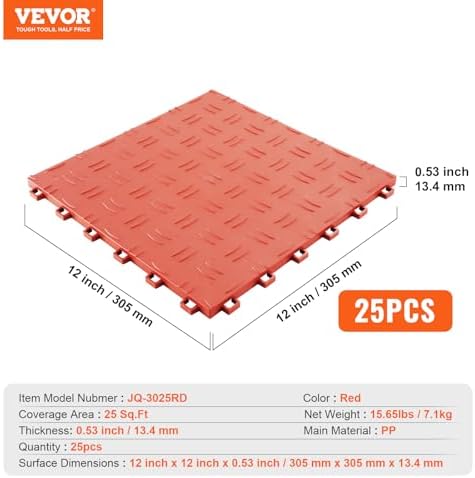 VEVOR Garage Floor Tiles 12 x 12 x 0.53 inch, Interlocking Design Ease of - Image 7