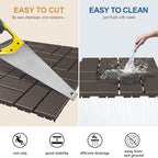 Goovilla Plastic Interlocking Deck Tiles, 27 Pack 12"x12", Dark Coffee - Image 4