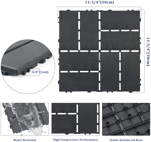 Plastic Interlocking Deck Tiles 27 Pack 12"x12" | Non-Slip Tool-Free Waterproof - Image 2