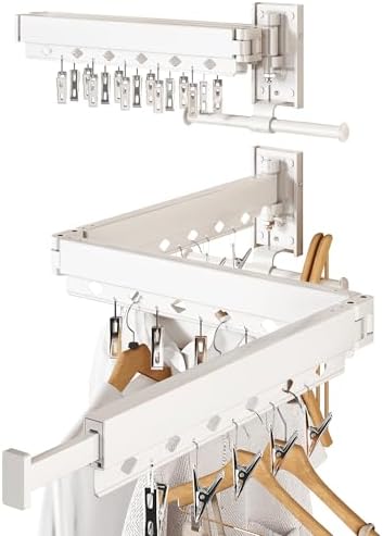 Wall Mounted Collapsible Clothes Drying Rack, Durable Space-Saving Laundry by CHAHUANV