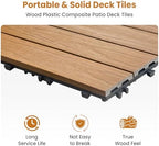 9PCS Teak 12"x12" WPC Composite Deck Tiles, Snap Together Interlocking Flooring - Image 3