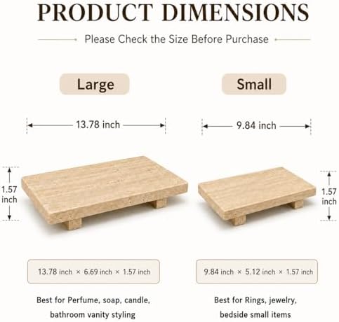 Travertine Pedestal Decorative Tray 13.8 x 6.7 in - Image 3