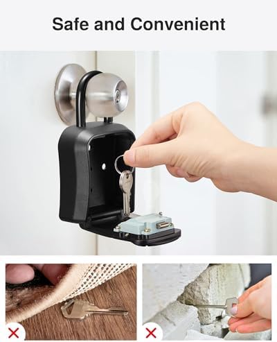 Puroma Key Lock Box Outdoor 4 Digit Code Combination Lockbox House, 2 Black - Image 7