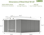 Patiowell 10x12 FT Metal Outdoor Storage Shed - Image 4