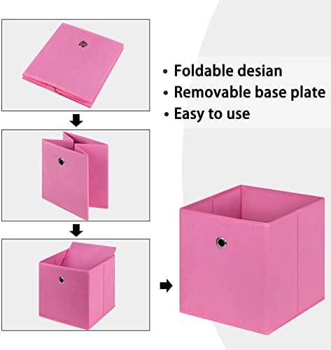 Foldable Storage Cubes Bins, 11 Inch Cloth Storage Cube Fabric Storage Box - Image 6