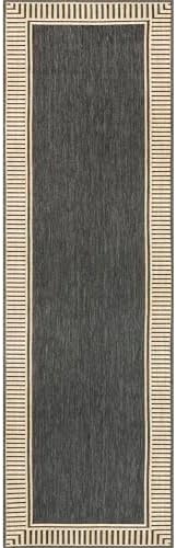 nuLOOM Asha Dark Grey Bordered Indoor/Outdoor Runner Rug - Image 6