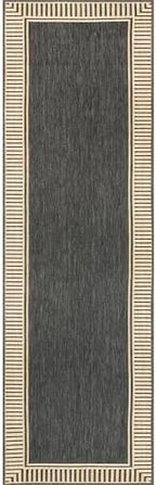 nuLOOM Asha Dark Grey Bordered Indoor/Outdoor Runner Rug - Image 6