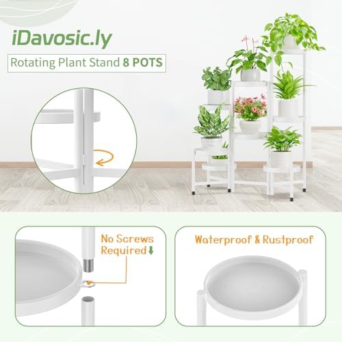 iDavosic.ly Plant Stand Indoor Outdoor, 8 Tier Metal Corner Shelf - Image 4