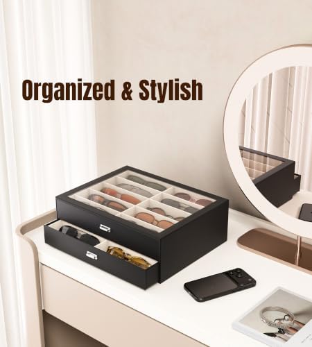 NEWLOOP 20 Slots Sunglass Organizer Drawer Display Case - Image 3