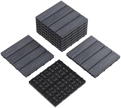 Garvee 9Pack 12" x 12" Interlocking Composite Deck Tiles, Waterproof Composite by Garvee