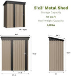 Patiowell 5x3 FT Outdoor Storage Shed - Image 6