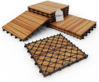 10Pcs Interlocking Deck Tiles, 12x12in Acacia Wood Flooring by XINONE