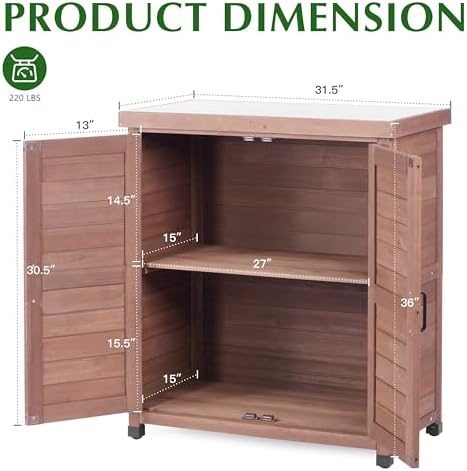 Outdoor Storage Cabinet & Potting Bench Table - Image 4