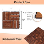 10 PCS Interlocking Deck Tiles, Solid Wood Patio Flooring Outdoor Waterproof - Image 6