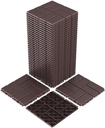 Goovilla Plastic Interlocking Deck Tiles, 36 Pack 12"x12", Dark Brown by Goovilla