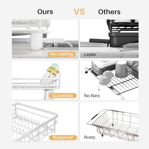 Expandable Dish Drying Rack for Kitchen Counter, Stainless Steel - Image 4
