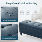 51" Storage Bench, Leather Tufted Storage Ottoman Bench - Image 4