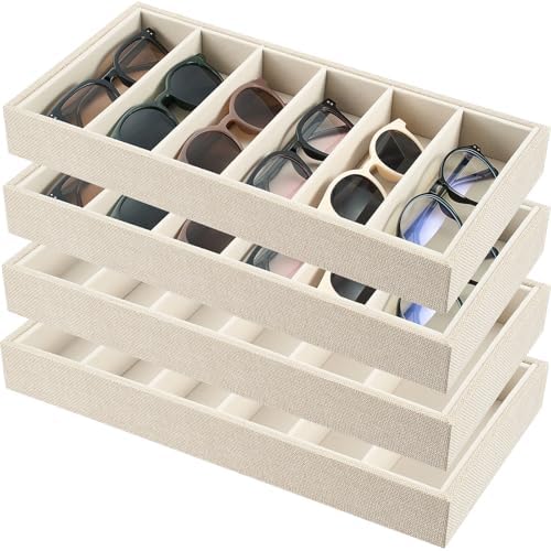 Juexica 4 Pcs Velvet Sunglass Trays 6 Grids Sunglasses Organizer by Juexica