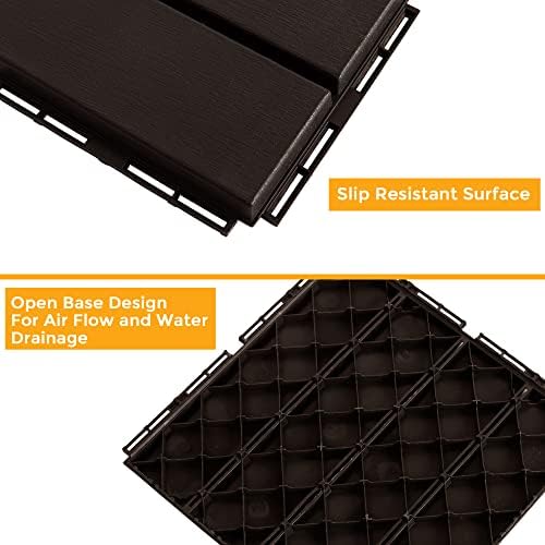 ASTEROUTDOOR Interlocking Deck Tiles Plastic Waterproof Outdoor Flooring 12" x - Image 4