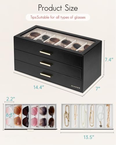 VLANDO 18-Slot Sunglasses Organizer Case - Image 6