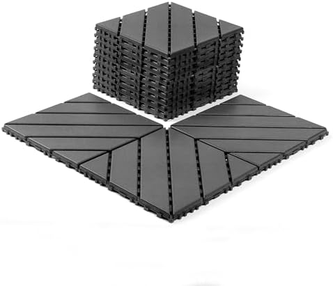 44 Pack Interlocking Deck Tiles, All-Weather Outdoor Deck Tiles by Unknown