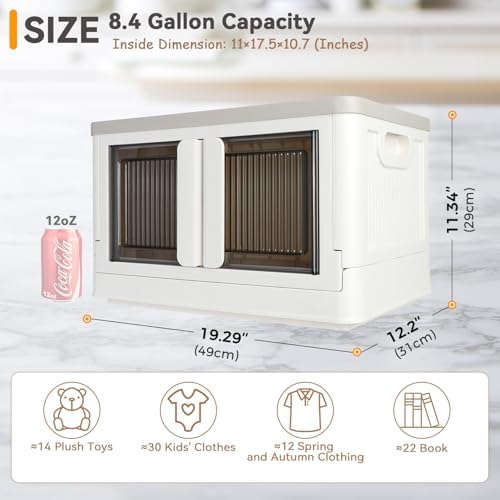 Storage Cabinet with Lids, Foldable Box, 8.4 Gallon, With Double Door and Buckle - Image 2