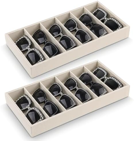2 Pack Sunglass Drawer Organizer, 6 Grid Velvet Glasses Tray, Eyeglasses - Image 7