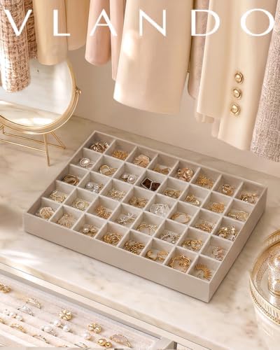 VLANDO Stackable Jewelry Tray, Drawer Organizer, 40-Grid Display - Image 2