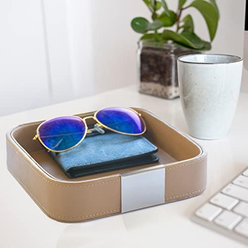 SANZIE Luxury Leather Tray Desktop Storage Small Catchall Organizer Decorative - Image 4