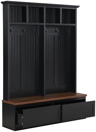 LUMISOL 4-in-1 Hall Tree with Bench and Shoe Storage - Image 7