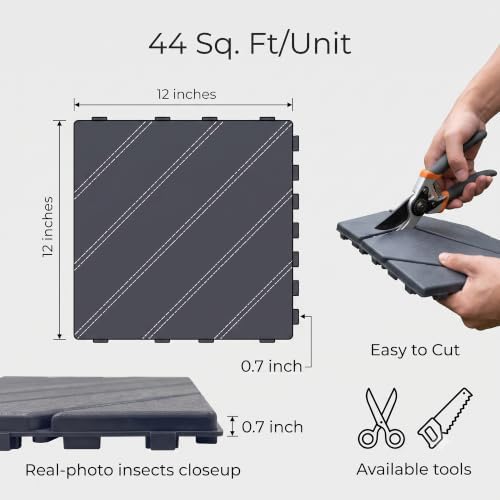 44 Pack Plastic Interlocking Deck Tiles, 12 x 12 Inch Waterproof Outdoor Floor - Image 2