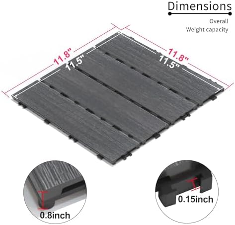 Interlocking Deck Tiles 12"x12" Waterproof Outdoor Patio Flooring Wood Plastic - Image 2