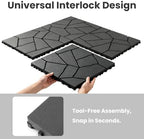 Interlocking Deck Tiles Outdoor, 44 Pack 12" Stone Pattern Patio Flooring - Image 6