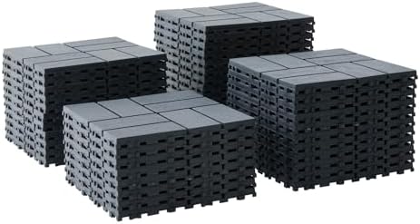 44 Pack Interlocking Deck Tiles, 12x12 Inch Modern Plastic Outdoor Flooring by Unknown