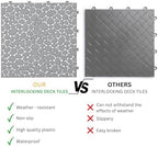 12" x 12" Interlocking Deck Tiles, All-Weather Plastic Outdoor Flooring - Image 7