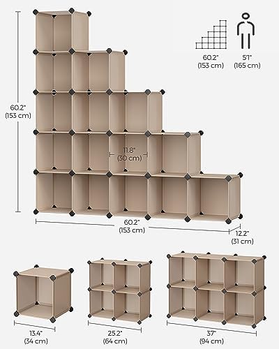 SONGMICS 16 Cube Storage Organizer，Plastic stackable cube shelf - Image 3