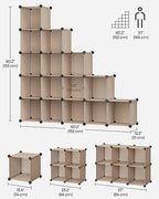SONGMICS 16 Cube Storage Organizer，Plastic stackable cube shelf - Image 3