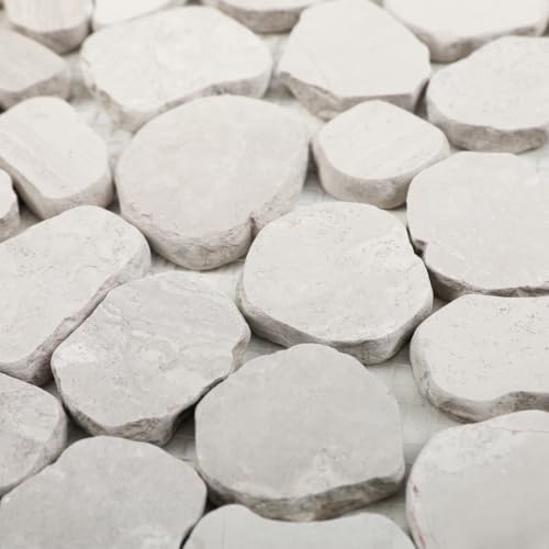 Lovdeco White Pebble Tile Shower Floor, Mosaic Pebble Backsplash - Image 2