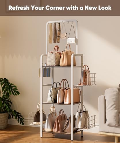 3-Tier Tall Purse Organizer Rack Stand, Bag Storage Holder - Image 6